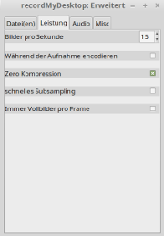 gtk-recordMyDesktop - Einstellungen - Leistung