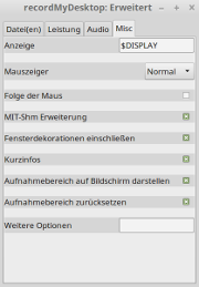gtk-recordMyDesktop - Einstellungen - Misc